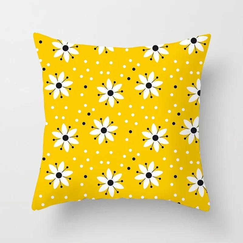 Yellow Flower Pillowcase Office Living Room Home Pillowcase Car Ornaments