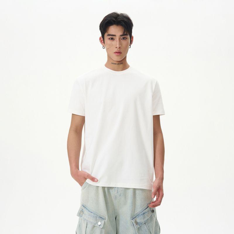 Kisko American Retro Basic Solid Color Casual Cool Short-Sleeve T-Shirt for Men and Women, Summer Commuting Loose Inner Top