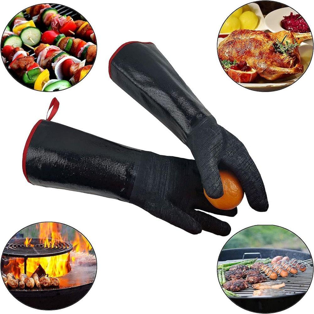 Oil Resistant Heat Resistant Gloves Waterproof Oven Mitts Easy to Clean BBQ Gloves  Kitchen