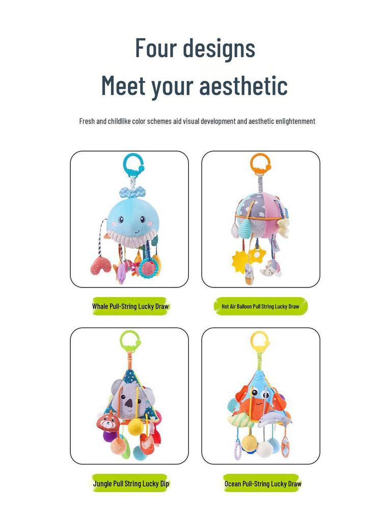 JollyBaby Kinderwagenanhänger: Plüsch Baby Auto Spielzeug & Rassel mit Windspiel