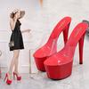 Women's 17CM Super High Heels - Thin Heels, Waterproof Platform, Transparent Crystal Design for Weddings and Special Occasions