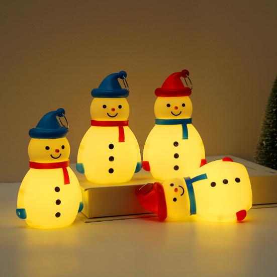 Christmas Snowman Ornament Create with LED Luminous Night Light Atmosphere Hanging Hole Xmas Tree Decoration