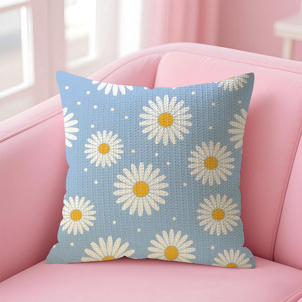 Floral Pattern Cushion Cover Natural Linen Pillow Case Double-Sided Print Decorative Sofa Pillowcase Home Decor Gift