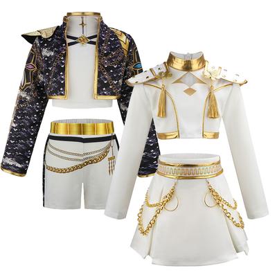 Halloween K-POP Kostüm für Mädchen Lumi 3-teiliges Schwarzes Performance-Set Von Demonic Huntress Girls Zoe Cosplay Laufstegkleid