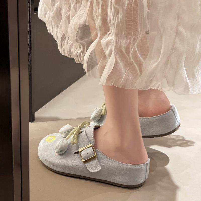 Fashion Temperament Blue Slippers Baotou Summer Footwear New Tulip Gentle with Skirt Platform Inside Heightening Women's Slippers