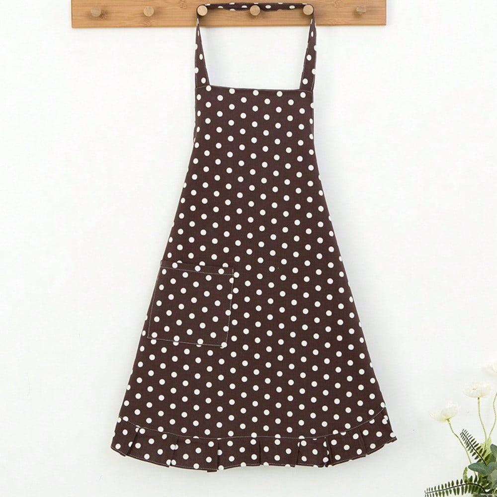 Tablier à pois mignon japonais ménager à nouer sur le cou respirant tablier de taille cuisine imperméable et résistant à l'huile salopette mode femme tablier