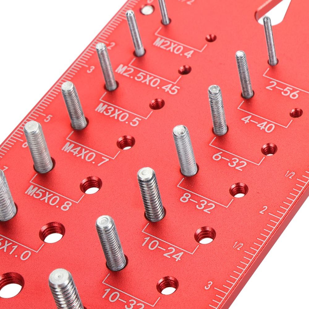 Red Thread Checker Gauge Aluminum Alloy Nut and Bolt Thread Checker Durable Screw Thread Gauge DIY