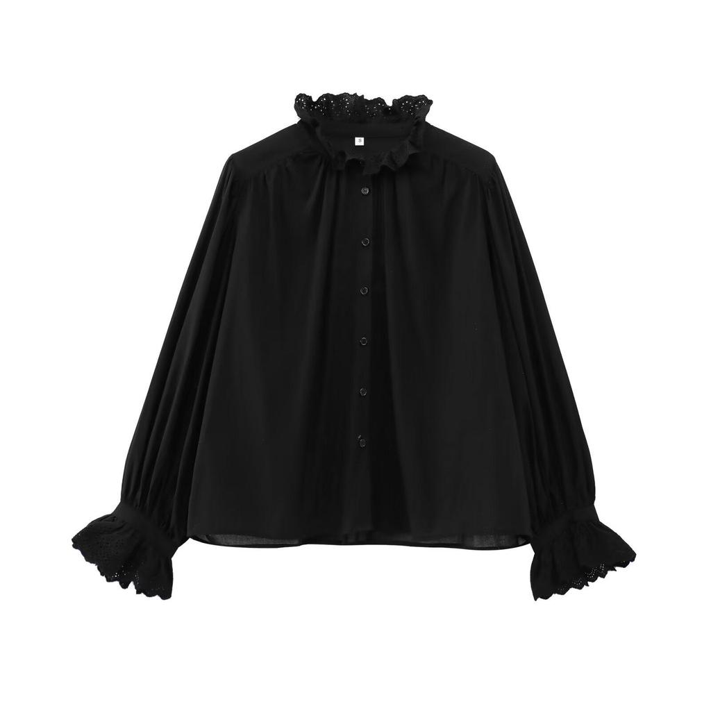 Women's 2025 Spring/Summer European & American Fashion Breathable Embroidered Single-Breasted Top Shirt
