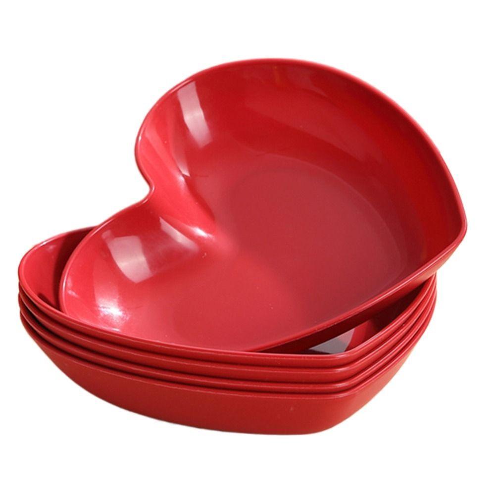 5/10Pcs Creative Love Fruit Plate Heart-shaped Nut Love Plate Red Love Plate  Home Party Use