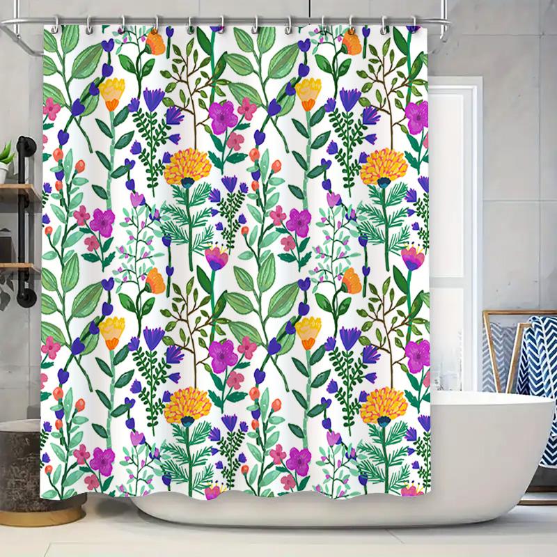 

Trendy Floral Shower Curtain 3D Printed Waterproof Fabric for Bathroom Decor Available in Multiple Sizes on 90x180cm