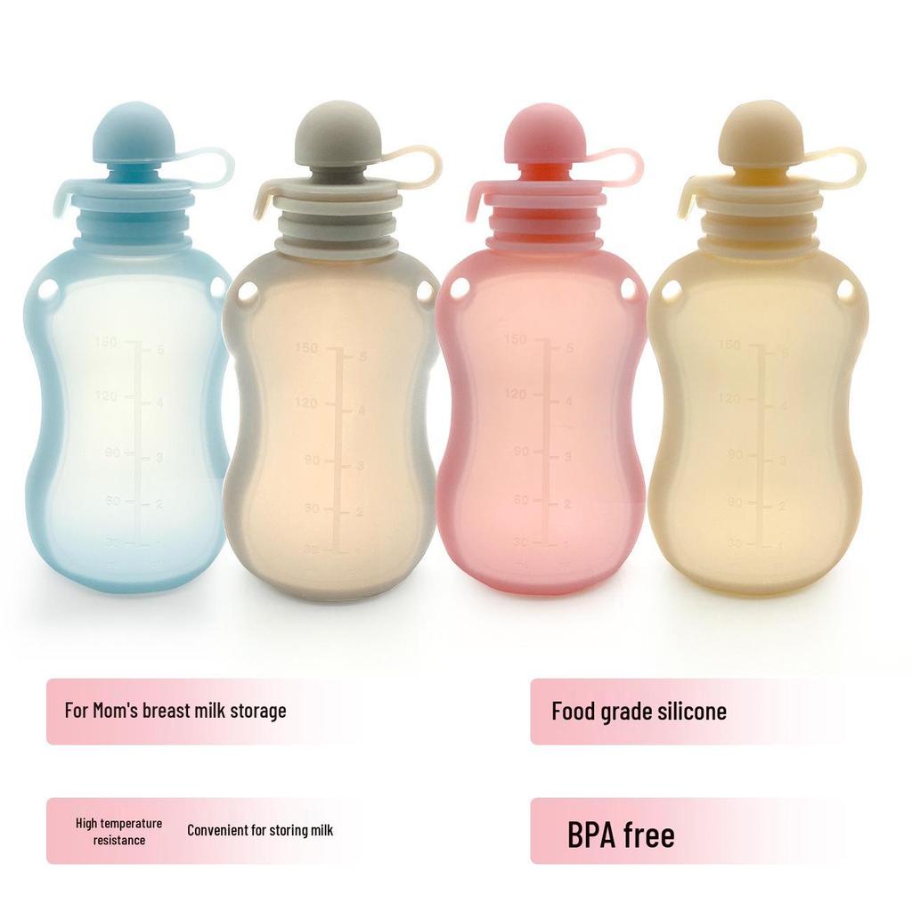 Reusable Silicone Milk Storage Bags for Breast Milk & Fruit Puree – 150ml, Freezer-Safe for Baby Bottles and Cereal.