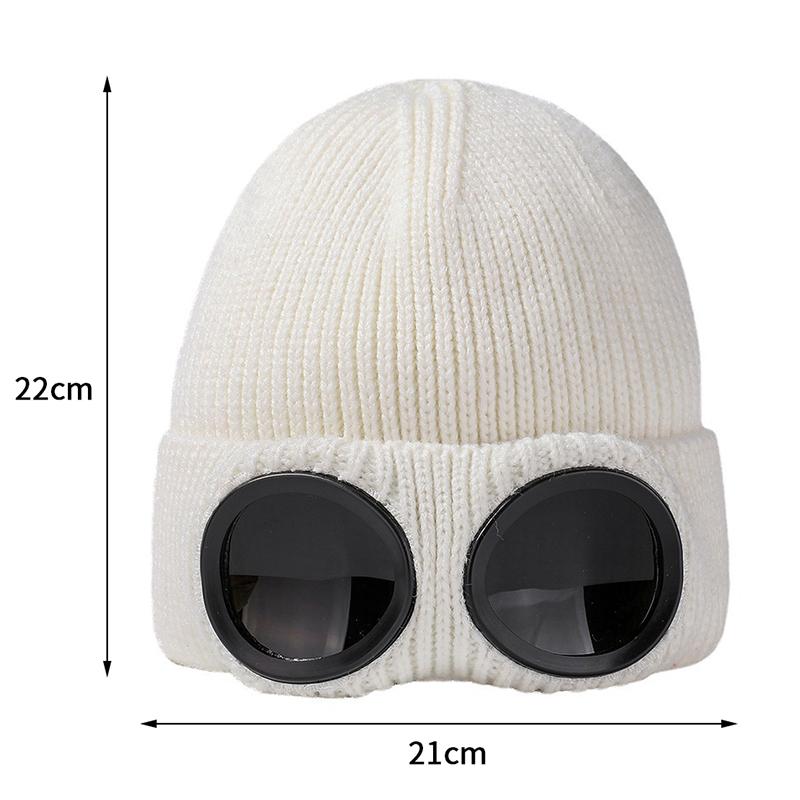Căciulă tricotată unisex pentru bărbați și femei cu ochelari de protecție, rezistentă la vânt, călduroasă de iarnă, căciuli de schi, moale, caldă, antiderapantă, protecție pentru urechi