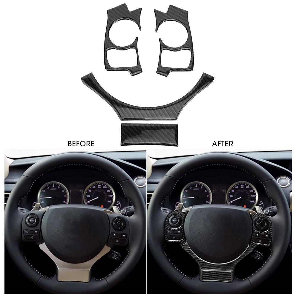 Conjunto de 4 Peças Capa de Acabamento do Volante em Fibra de Carbono Carro Remodelação Serve para LEXUS IS250 IS300 IS350 2014 2018 Tipo B