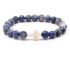 Trendy Beaded Bracelet With Natural Agate Stones - Stylish Cross Pendant Bracelet - Elegant Jewelry For Daily Wear