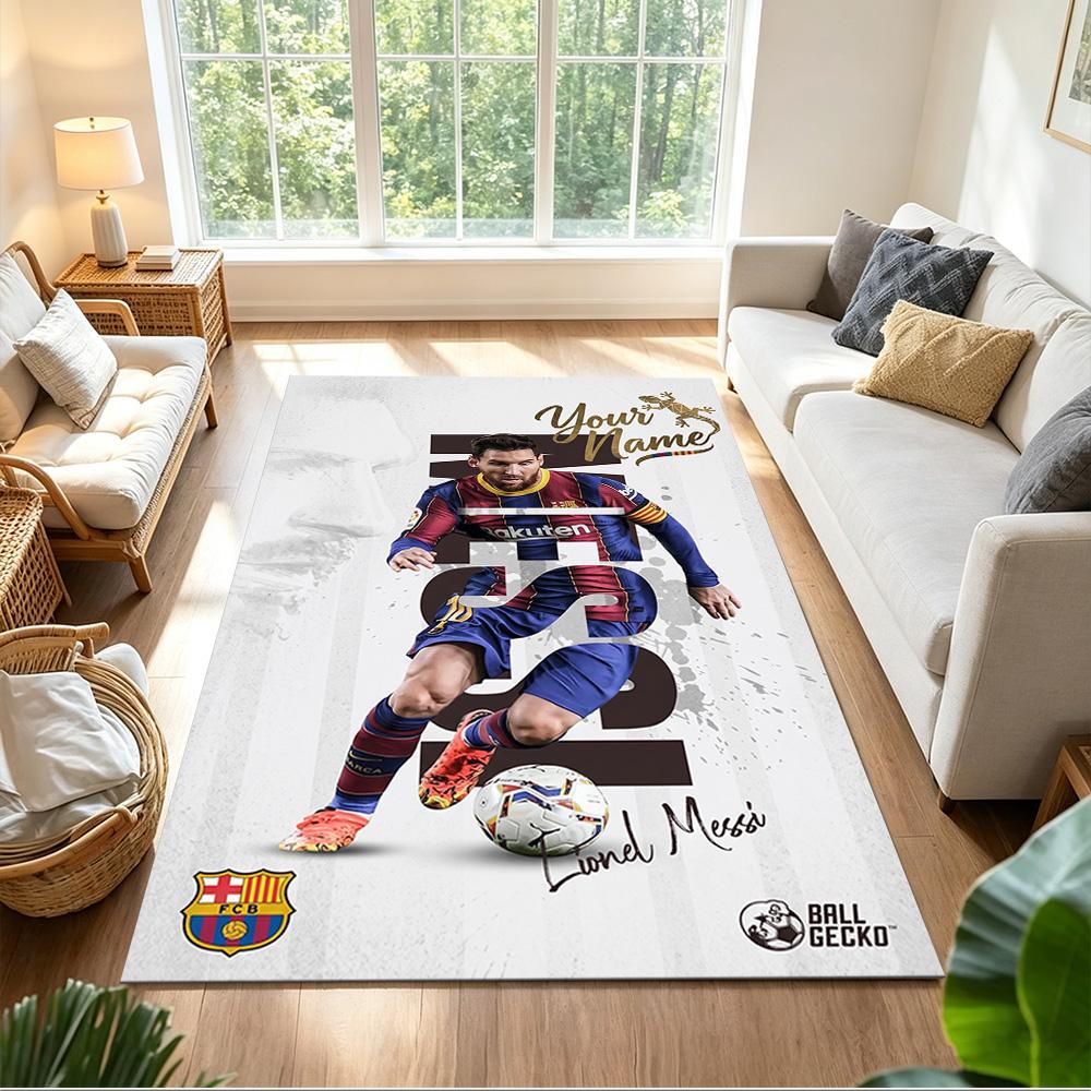 Football Messi Customize Your Name Floor Mat Design for Outdoor Study room Kitchen Decorate room Anti-slip Rug Office home decor Wedding Party Gift