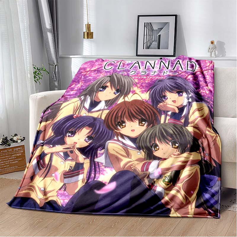 Clannad Anime Girl Character Flannel Throw Blanket, Soft Warm Blanket for Sofa Bed Home Decor
