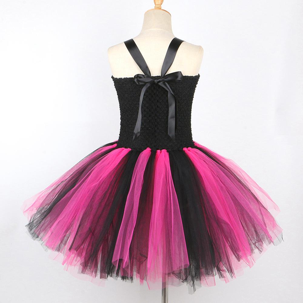 Halloween Kids Dress Cosplay Heart Print Skeleton Costumes Girls Floral Skull Tutu Children