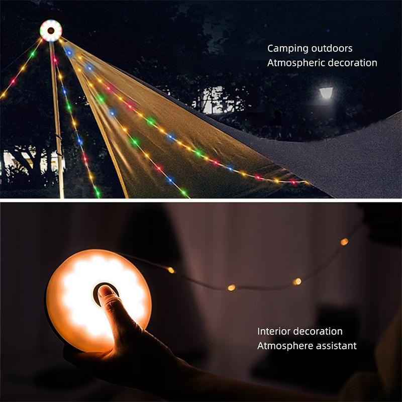 LED Camping Lamp Strip Atmosphere 10M délka Vodotěsný recyklovatelný světelný pás Venkovní zahradní dekorační lampa pro stanový pokoj