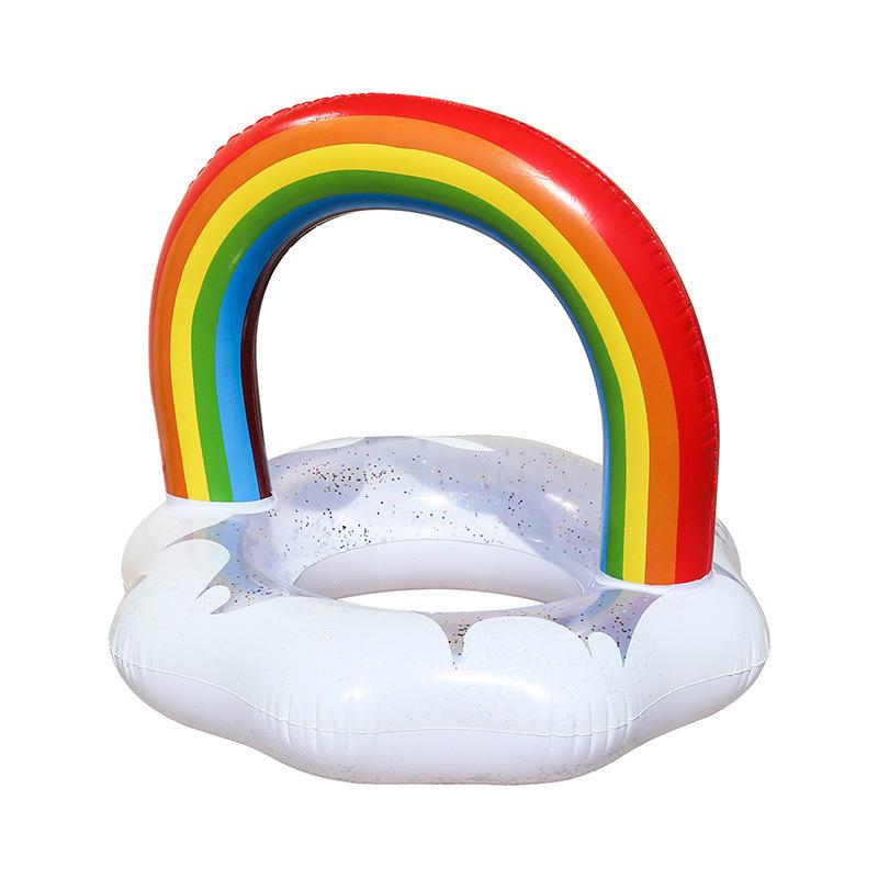 

Cloud Rainbow Inflatable Toys Swimming Ring Summer Outdoor Pool Sequin Inflatable Float Ing Ring Water Play Toys for Kids Model 70