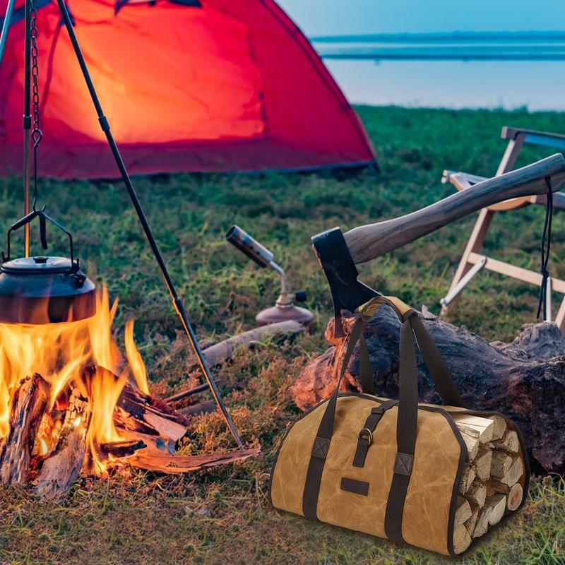 Outdoor Portable Firewood Storage Bag Durable canvas Sturdy Buckle Easy to Carry Heavy Duty Firewood Log Carrier with Handles