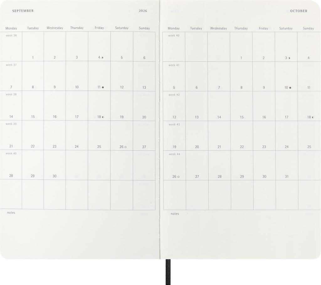 Moleskine 2026 January Weekly Large Size x Soft DSB12WN3Y26 Planner, Start, 12-Month Diary, (13cm 21cm), Cover, Black,