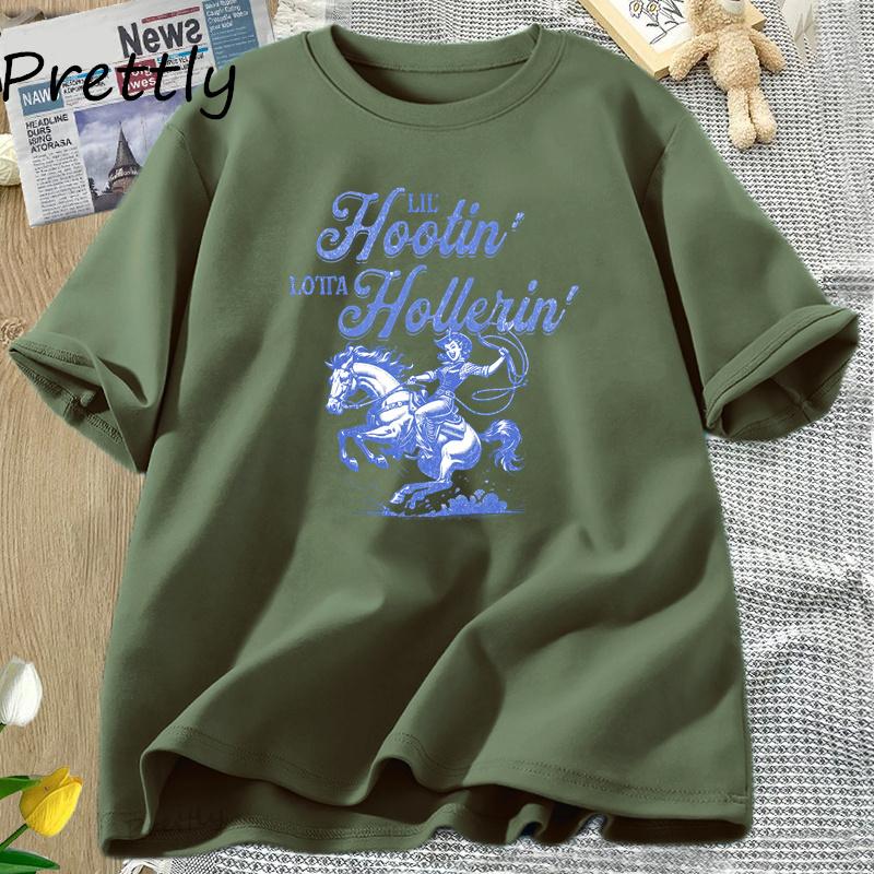 Cowgirl Vintage Graphic T Shirts Retro Cowboy Oversized Tshirt Western Country Girl Tshirt Round Neck Comfortable Street Top
