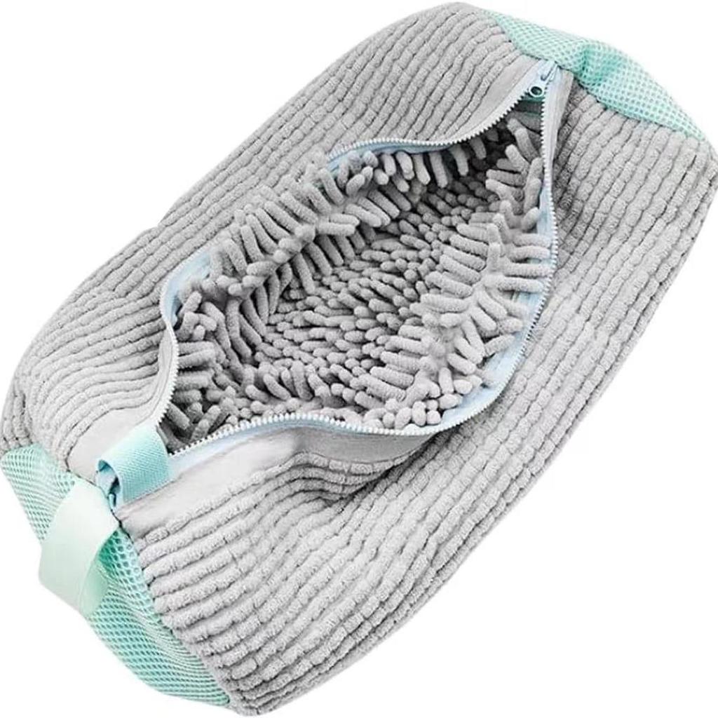 Chenille Shoe Washing Bag with Yellow Zipper - Durable, Multi-Functional, Anti-Deformation Storage for Washing Machines