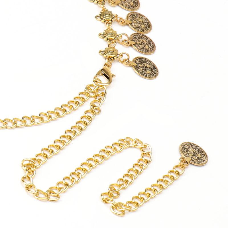 Hip-Hop Tide Retro Compass Pendant Belt Dame Decorative Belly Dance Dress Single Layer Waist Chain