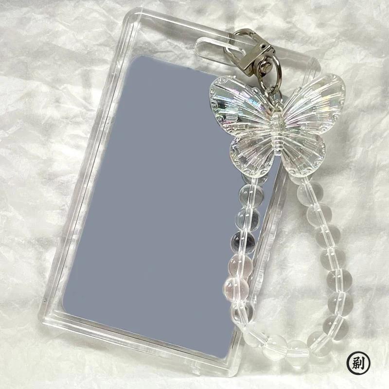 

Crystal Butterfly 3 Inch Acrylic Card Holder Photocards Display Credit ID Bank Card Protective Case Keychain Pendant Fashion синий