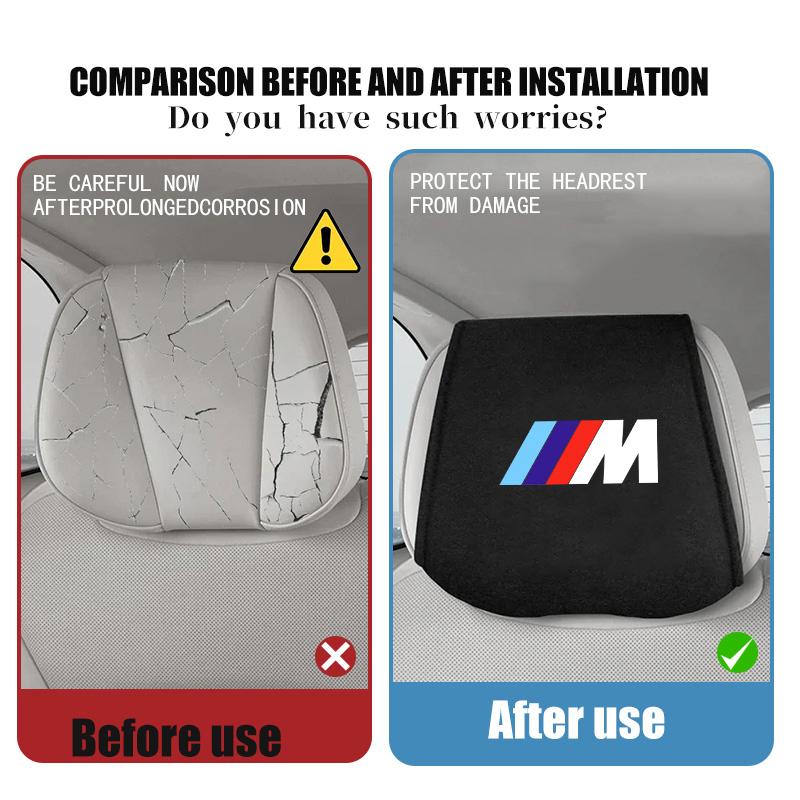 Suede Car Seat Headrest Anti-fouling Cover Protector Covers Auto Decoration Accessories For BMW M F10 F20 F30 F40 F15 F25 F26