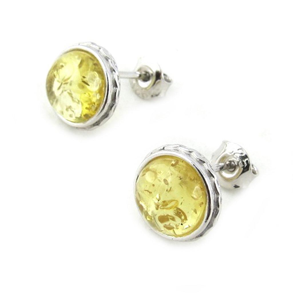 Les Trésors De Lily [N1993] - Honey Amber 'Inspiration' Silver Earrings (rhodium-plated) - 10 Mm