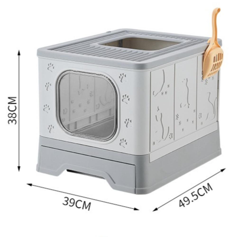Cat Litter Box with Scoop and Tray Sifting Enclosed Foldable Kitten Toilet Detachable Poop Top Front Entry Pet Supplies