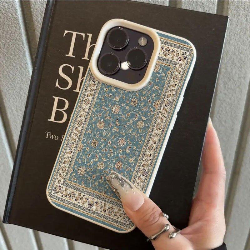 A Carpet-Patterned Litchi-Textured Phone Case, Suitable for iPhone 17, 16, 15, Plus, Pro, Max Series Phones — Can Be Used As a Gift