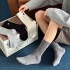 Meias Masculinas Lisas de Cano Médio com Bordado de Pássaro Voando - Meias Esportivas de Algodão Respirável com Base Massageadora
