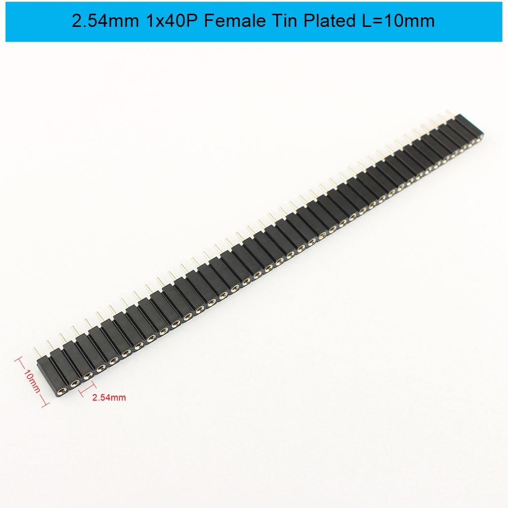 5pcs 2.54mm Pitch 1x40 2x40 40 80 Pin Female Male Hole Round Header Strip Connector Straight Single Double Row Tin Gold Plated