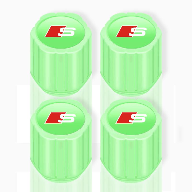 Luminous Car Tire Valve Caps Fluorescent Motorcycle Wheel Tyre for Audi C5 C6 C7 A4 B6 B8 B7 A6 A3 A5 Q3 Q5 Q7 8P S3 S5 S1 S4 S2 RS3 RS4 RS5 RS6 RS8