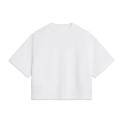 Li Ning Fitness Series Einfarbig Locker Kurzarm T-Shirt Damen Tops Weiß ATST582-1