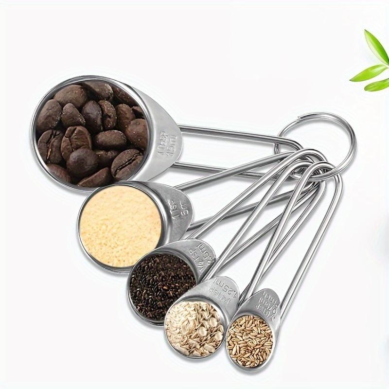 5pcs/set, Stainless Steel Measuring Cups and Spoons, Baking Tool Set with Scale