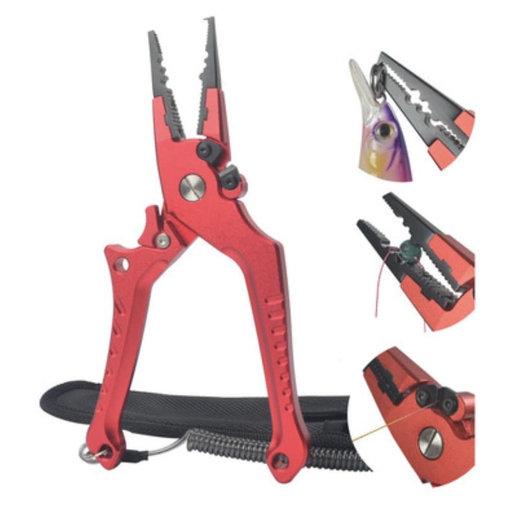 BIG LAKE GEAR Multifunctional Fishing Pliers Split Ring Hook Line Cutter Locking Carabiner Case Included Compatible, Remover, Function, &
