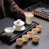 Dehua Relief White Porcelain Tea Set, Business Simplicity, Six-cup Kung Fu Tea Set, Gift Box Set, Gift Gift