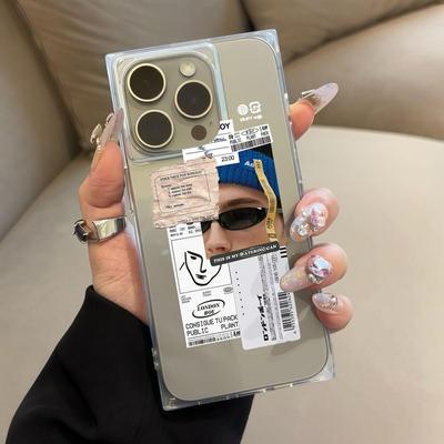 Transparente Quadratische Rückseite Röhrenhülle Schutz Für iPhone 14 Pro Max 12 16 ProMax 15 Plus 13 11 Anti-Sauerstoff, Männer Muster Hülle