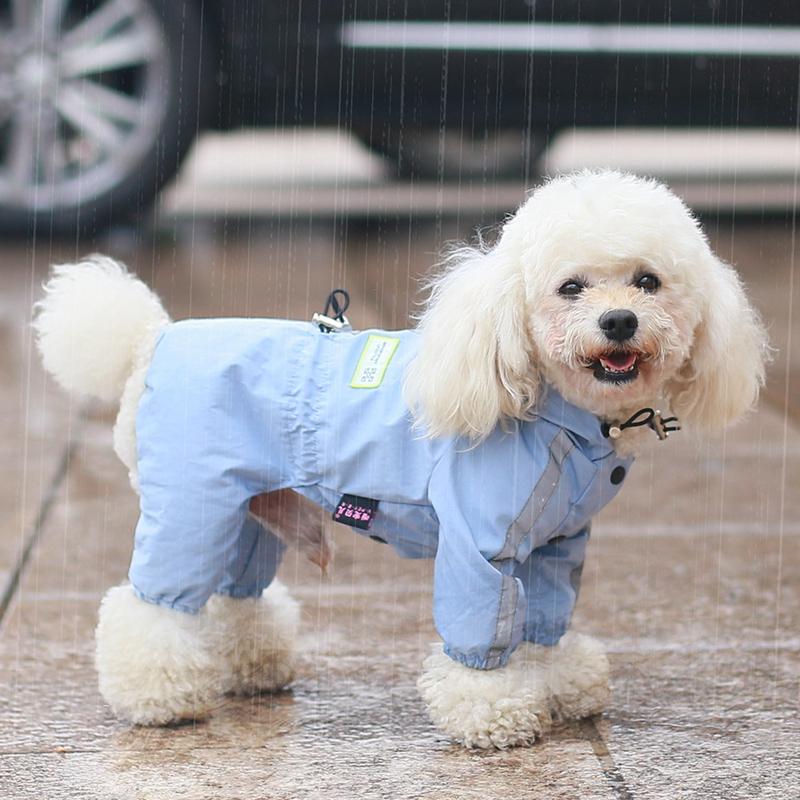 S-2XL PU Dog Raincoat Waterproof Small Medium Pets Rain Coat Reflective Dog Clothes for Small Dog Hooded Jumpsuit Pet Clothing