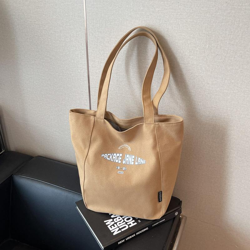 

Нишевая холщовая сумка женская большой вместимости новая повседневная универсальная сумка через плечо классная сумка-тоут для поездок на работу коричневый