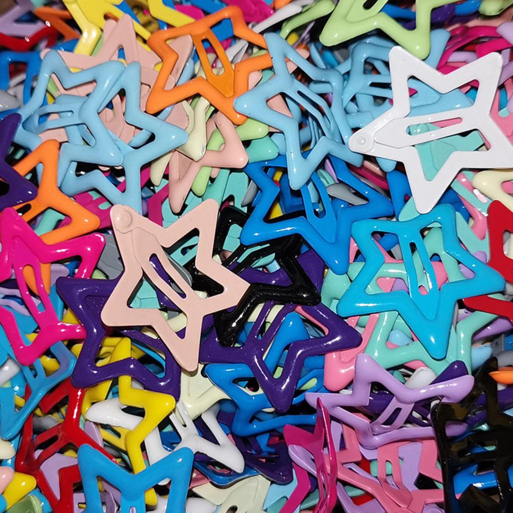 Colorful Kawaii Star Barrettes  Sweet Girls BB Solid Star Hairclips Metal Snap Clip Headdress Hair Jewelry Gifts