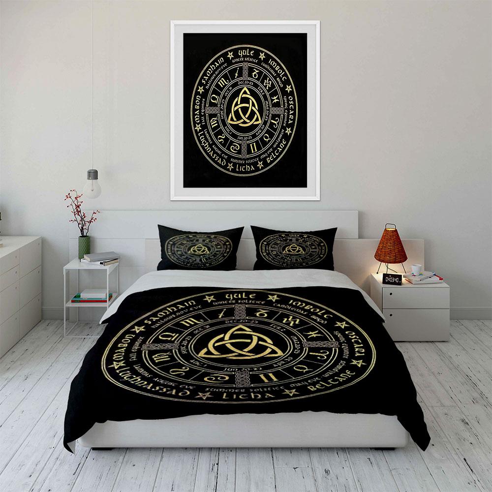 Triquetra surrounded by symbols. Bedding sets Duvet cover sets Duvet covers Pillowcases(1*Duvet Cover 2*Pillowcases without duvet insert)