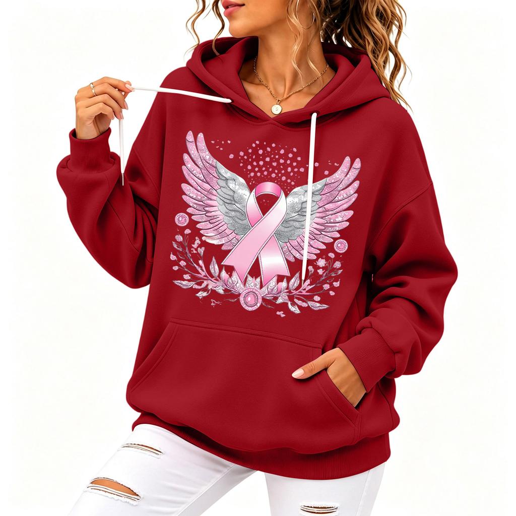 Women's Casual Hoodie with Printed Design, Loose Fit Sweatshirt for Everyday Wear
