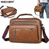 WEIXIER New Business Leisure Commuter Shoulder Crossbody Bag High Quality PU Horizontal Messenge Bag Simple Large Capacity Men's Handheld Sling Bags