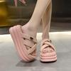 fashion Women's Outing Flip-flops 2024 New Summer Style Fashionable Thick-soled Height-increasing Muffin Open-toe Sandals Slippers Women