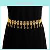 Metal Waist Chain For Women With Hollow Carving And Dangle Waterdrop Pendant Summer Fashion Accessory