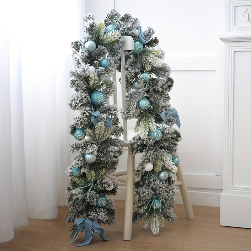 180cm Artificial Christmas Wreath Realistic Snow Pine Garland Decorations Plush Faux Foliage for Fireplace & Wall Hanging Decor